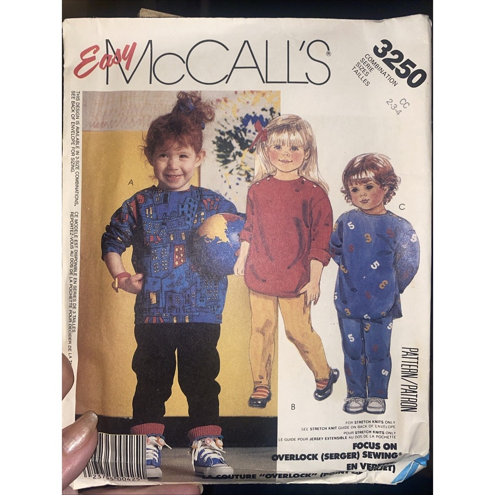 McCalls 3250 Toddler Top &Pants Overlock (serger) Size 2 Cut Complete
